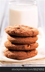 stack of cookies and glass of milk