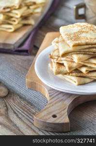 Stack of crepes on the plate