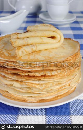 stack of delicious pancakes on the table