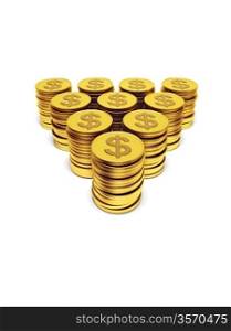 stack of dollar coins, isolated 3d render