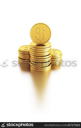 stack of dollar coins, isolated 3d render
