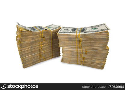 Stack of dollars in business concept isolated on white