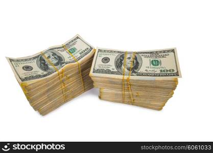 Stack of dollars in business concept isolated on white