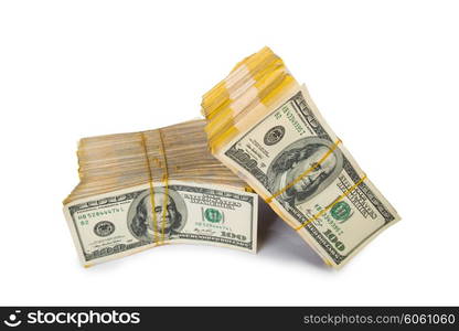 Stack of dollars in business concept isolated on white