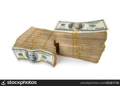 Stack of dollars in business concept isolated on white