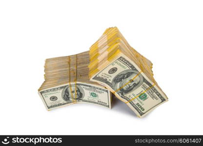 Stack of dollars in business concept isolated on white