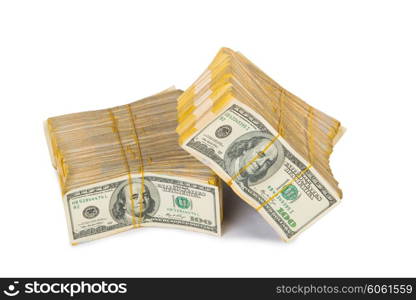 Stack of dollars in business concept isolated on white