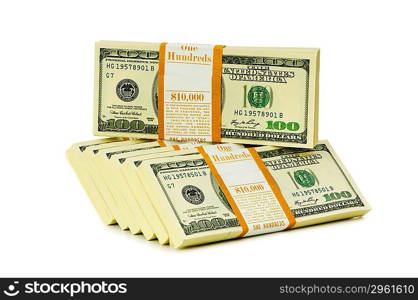 Stack of dollars isolated on the white