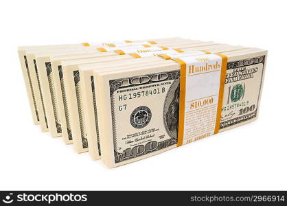 Stack of dollars isolated on the white