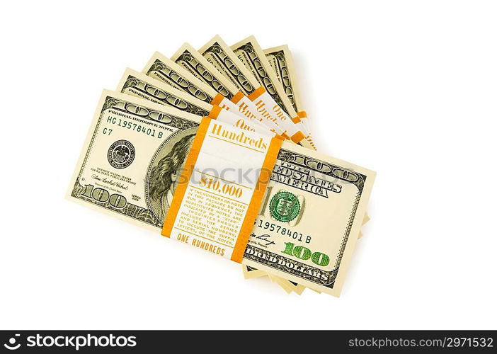 Stack of dollars isolated on the white