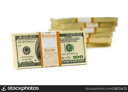 Stack of dollars isolated on the white