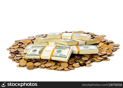 Stack of dollars isolated on the white