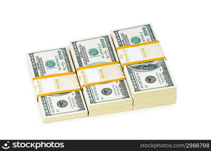 Stack of dollars isolated on the white