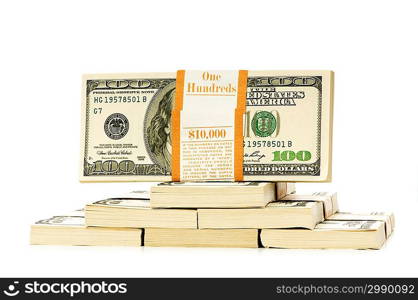 Stack of dollars isolated on the white