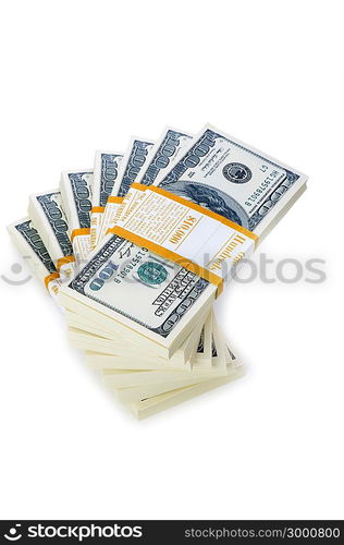 Stack of dollars isolated on the white