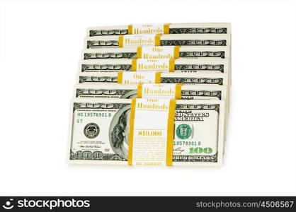 Stack of dollars isolated on the white