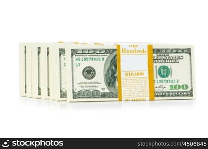 Stack of dollars isolated on the white