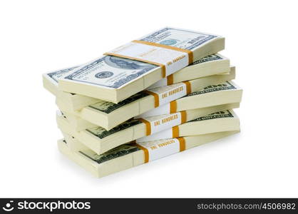 Stack of dollars isolated on the white