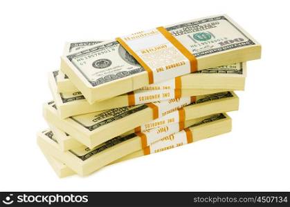 Stack of dollars isolated on the white