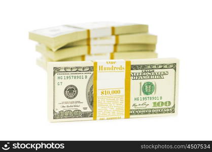 Stack of dollars isolated on the white