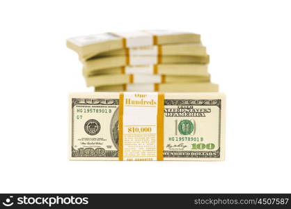 Stack of dollars isolated on the white