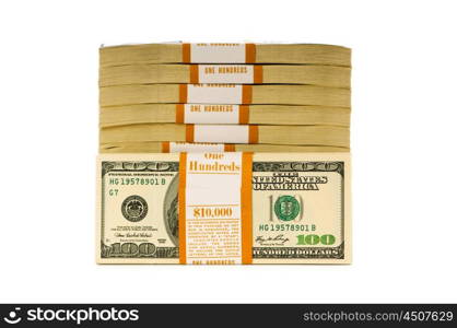 Stack of dollars isolated on the white