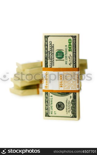 Stack of dollars isolated on the white