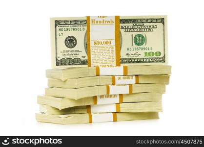 Stack of dollars isolated on the white