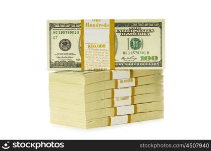 Stack of dollars isolated on the white