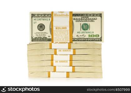 Stack of dollars isolated on the white