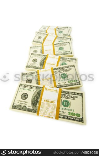 Stack of dollars isolated on the white