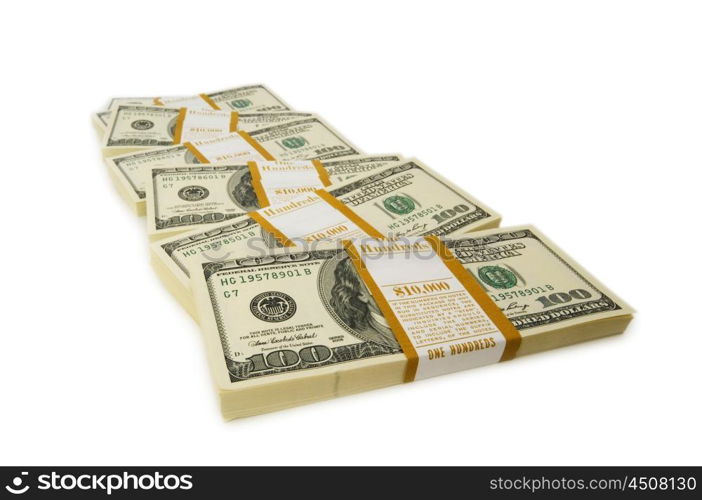 Stack of dollars isolated on the white