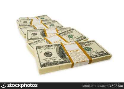 Stack of dollars isolated on the white