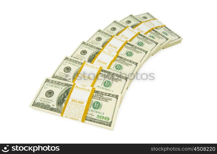 Stack of dollars isolated on the white