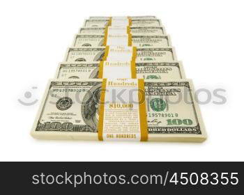 Stack of dollars isolated on the white