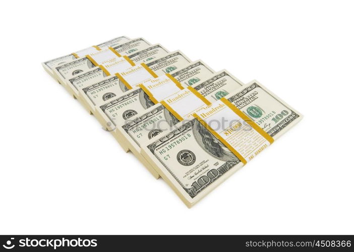 Stack of dollars isolated on the white