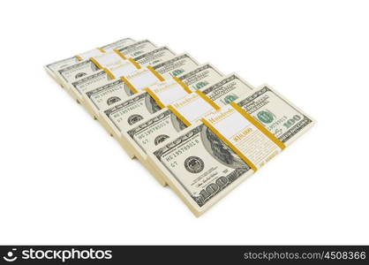 Stack of dollars isolated on the white