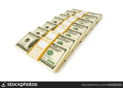 Stack of dollars isolated on the white