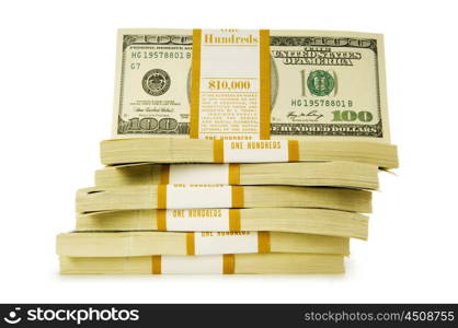 Stack of dollars isolated on the white