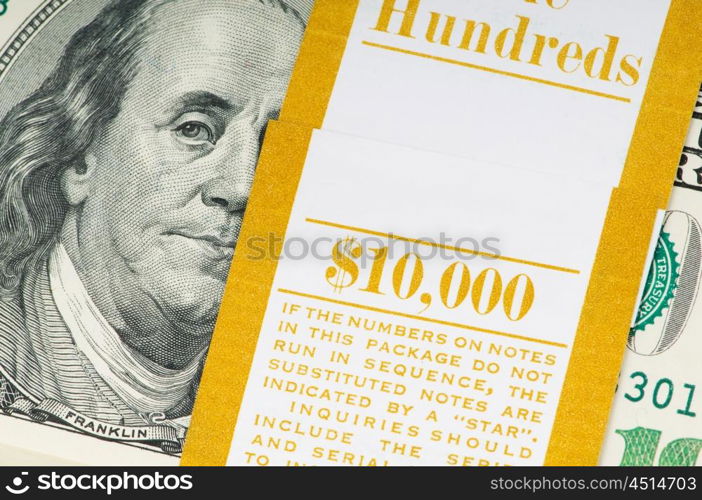 Stack of dollars isolated on the white