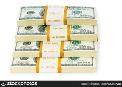 Stack of dollars isolated on the white