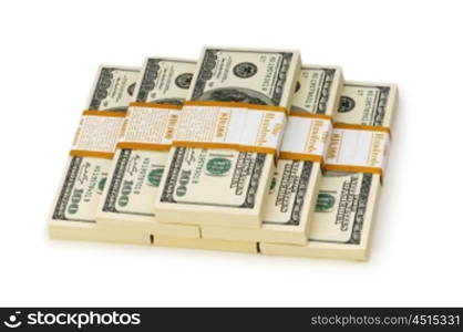 Stack of dollars isolated on the white