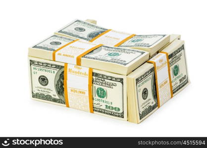 Stack of dollars isolated on the white