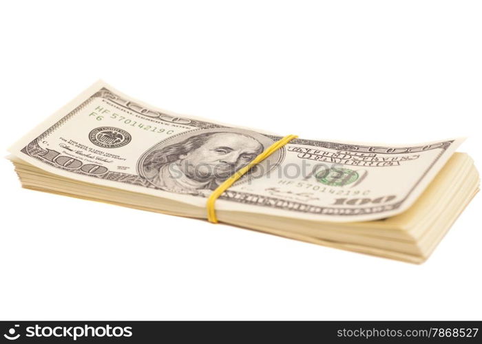 Stack of dollars isolated on white background