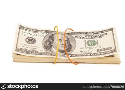 Stack of dollars isolated on white background