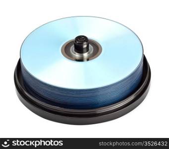 stack of dvd recordables isolated on white