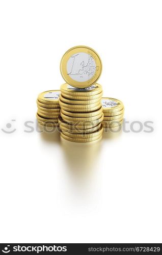 stack of euro coins, isolated 3d render