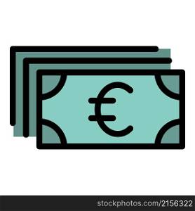 Stack of euro icon. Outline stack of euro vector icon color flat isolated. Stack of euro icon color outline vector
