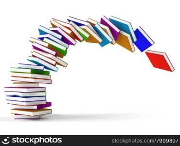 Stack Of Falling Books Representing Learning And Education. Stack Of Falling Books Represents Learning And Education