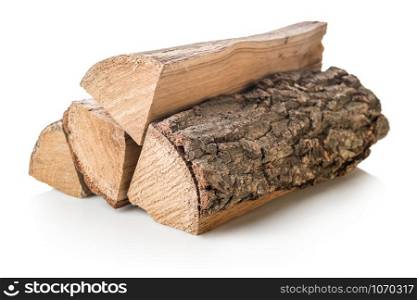 Stack of firewoods isolated on a white background. Stack of firewoods